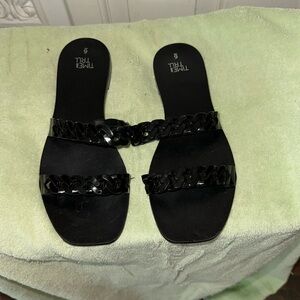 Time And Tru Black Womens Jelly Chain Slide Sandals Size 6